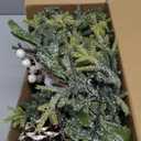 9FT Snow Cedar Pine Garland,Prelit Christmas Garland with Timer,Realistic Garlands Battery Operated for Winter Holiday Outdoor Staircase Decorations 30LED