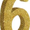 TONIFUL 7.8 Inch Gold Glitter Number 6 Wooden Table Centerpieces Birthday Party Decorations,Shining Golden Digit 6 for Birthday Decorations,New Year,Graduation Decoration,Anniversary,Prop (1 Pack)