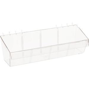 Azar Displays 556114 13" W Acrylic Bin for Pegboard/Slatwall (4 Pack) (4 IN DEEP)