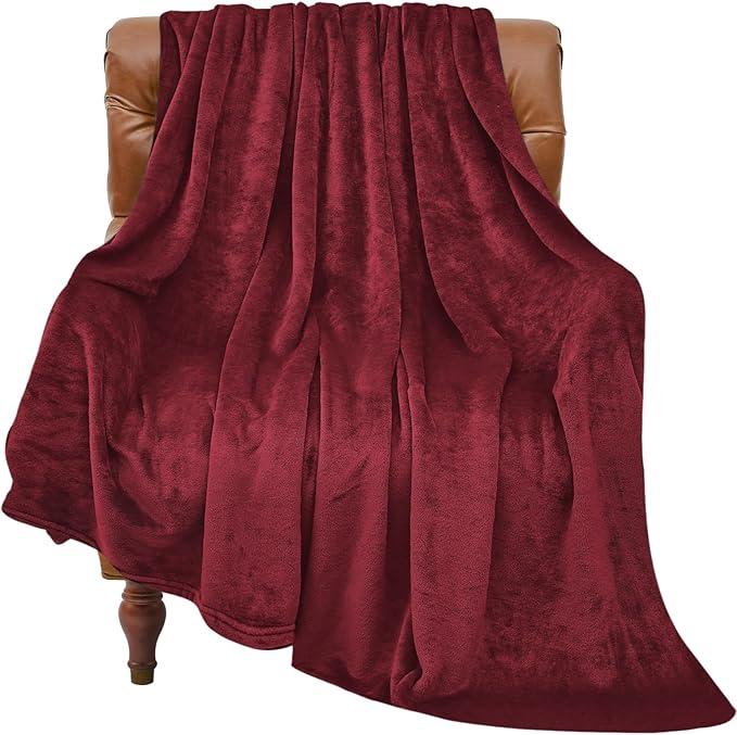 BEDELITE Fleece Blanket Twin Size Burgundy Throw Blankets for Couch & Bed, Luxury Plush Cozy Fuzzy Blanket 60x80 inches, Super Soft Warm Lightweight Throw Blanket for Travel Camping