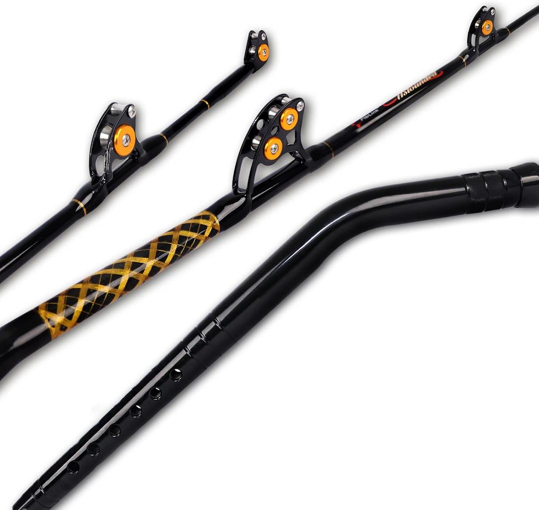 Fiblink Bent Butt Fishing Rod 2 Piece Saltwater Offshore Trolling Rod Big Game Deep Drop Rod Conventional Boat Fishing Pole (6'6",120-200lbs)