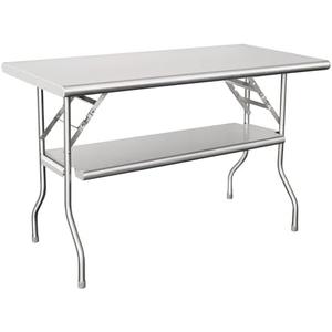 HARDURA Folding Stainless Steel Prep Table with Undershelf 24X48 Inches | Adjustable Undershelf and Legs, NSF Commercial, Portable, For Restaurant Kitchen Home and Hotel