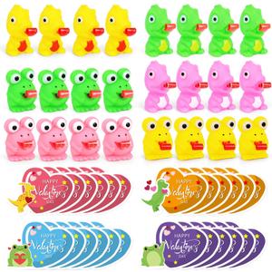 Valentines Day Gifts for Kids 24 Pack Valentines Cards with Squeeze Animals Frog Dinisaur Toys Tongue Sticking Out, Sensory Fidget Toys for Boys Girls Classroom Exchange Prizes School Party Favor