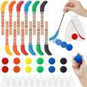 60 Pcs Hockey Party Favors Set, Multicolor Hockey Stick Pencils with Erasers Include 18 Pencils 24 Foam Balls 18 Gift Bags for Hockey Theme Birthday Party, School Classroom Prizes, Goodie Bags Fillers