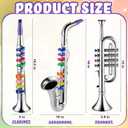 3 Pcs Kids Instruments Musical Toy Saxophone Trumpet Clarinet with 8 Color Coded Keys Educational Teaching Songs Gifts for Boys Girls Children Toddler Beginner Birthday Concert Party(Silver)