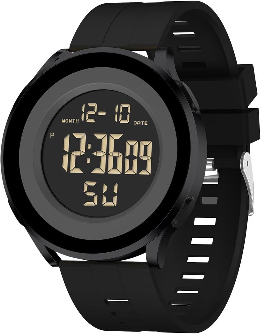 Mens Gold Luxury Military Wrist Waterproof Work Digital Tactical Watches for Men Sports Dress Dive Black Watches (A-Black)