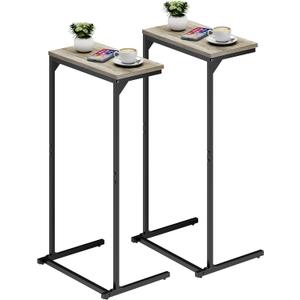 TUTOTAK C Shaped End Table, Small Side Table, Set of 2, 28.7 inch Tall Couch Table, Sofa Table, Living Room, Bed Room, Greige TB01BG0712