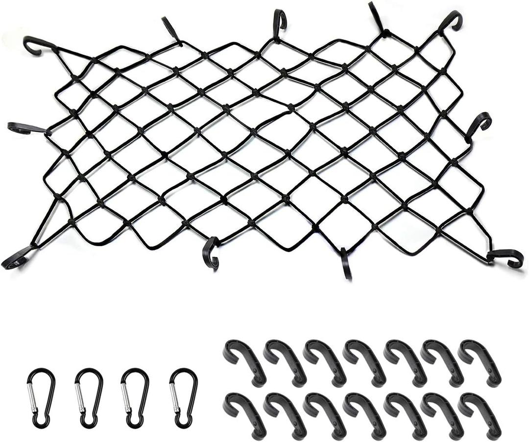 Cargo Nets 47" x 36",6mm Premium Bungee Cord Net,3" x 3" Grid Mesh Cargo Net,Auto Roof Tie-Down Net with 14 Hooks