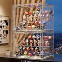 Clear Display Case for Figures, Adjustable Display Box, Acrylic Figure Display Case with Magnetic Door, Clear Stackable Display Box for Action Figures, Pop Mart, Funko Pop, Collectibles(Clear, 2 Pack)