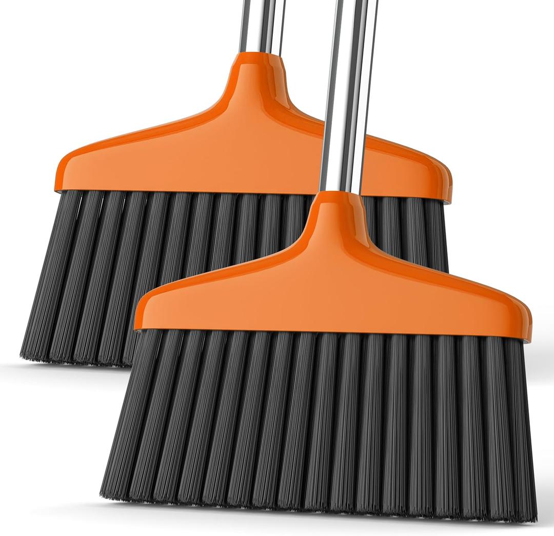 Handy Broom, Indoor/Outdoor Brooms, Duty Kitchen Broom, for Home Garage Kitchen Office Courtyard Lobby Patio Lawn Concrete (2, Orange)