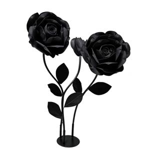CICIEKAE Giant Velvet Black Rose Artificial Flower, 5.9Ft, 3 Flowers