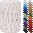 NOANTA Natural Macrame Cord 4mm x 109Yards, Beige Macrame Rope, Cotton Cord for Wall Hanging, Plant Hangers, Christmas Crafts, Knitting