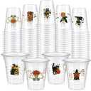 Eaasty 80 Pcs 12 oz Vintage Halloween Disposable Plastic Cups Retro Witch Cat Pumpkin Ghost Owl Skeleton Cups for Beverage Ice Cream Snacks Party Supplies Decoration