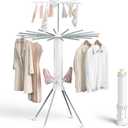 Clothes Drying Rack Foldable, 4-Legged Laundry Drying Rack Collapsible, Clothing Drying Rack with 4 Pulleys, 3-Tier Collapsible Drying Racks for Laundry and Shoes