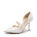 DREAM PAIRS Womens Closed Toe High Heels Stiletto Pointed Toe Strappy Pearl Elegant D'Orsay Dress Wedding Party Pumps Shoes, White - 7 (SDPU2316W)