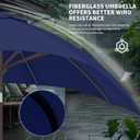 Kingdura 10FT Outdoor Patio Umbrella, Market Table Umbrella with Push Button Tilt and Crank, 8 Sturdy Fiberglass Ribs, UV Protection for Pool, Lawn, Deck, Backyard, Garden (Navy blue)