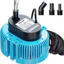 Pool Cover Pump 850GPH Pond Pump, Low Investment & Same Performance, Sump Pump Submersible Water Pump for Pool Draining, Above Ground Pool Pump for Pool Cover, Pond, 3 Adapters Without Hose