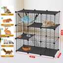 VISCOO Cat Cage, 3-Tier DIY Catio Cat Enclosures, 36" x 16" x 36" Cat Playpen Indoor & Outdoor with Hammock, Detachable Metal Wire Kennel Cats Crate, 3x1x3 Exercise Place for 1-2 Kitten/Squirrel