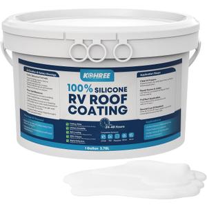Kohree RV Roof Coating 1 Gallon, 100% Silicone RV Roof Sealant, No Primer Needed, Waterproof Solar Reflective Flexible RV Sealant for EPDM, TPO, Campers, Trailers, Leak Repairs, White
