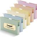 Extra Capacity Legal Size Hanging File Folders,1" Pastel Expanding Pocket,12 Pack Plastic Hanging Folder with Tabs,Filing Cabinet Folders for Your Home Office School Bulk File and Documents