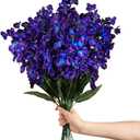 Waydress 16 Pieces 27 Inches Artificial Purple Blue Orchid Faux Flowers Purple Orchids Silk Flowers for Wedding Dinning Home Restaurant Decoration Bridal Bouquet Corsage Boutonniere Wreath Decor