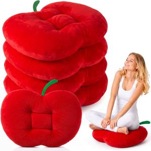 SiliFine 6 Pcs Plush Apple Pillow Floor Seat Cushions for School Classroom, 14 x 11 x 4 inches