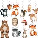 Woodland Baby Shower Decorations Pre-Strung 12Pcs Swirl Hanging for Forest Animal Baby Shower Decorations