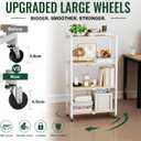 4-Tier Foldable Shelf with Wheels, Wood-Grain Steel Shelves