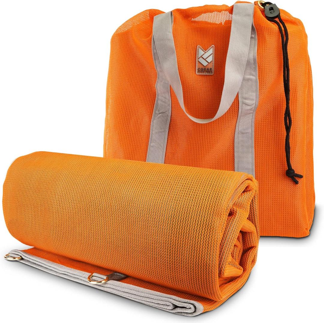 CGEAR RV Camping Mat, Sand Free Outdoor Reversible Rug for Campsite, Backyard, Patio, Deck, and Beach (Orange 8' x 11')
