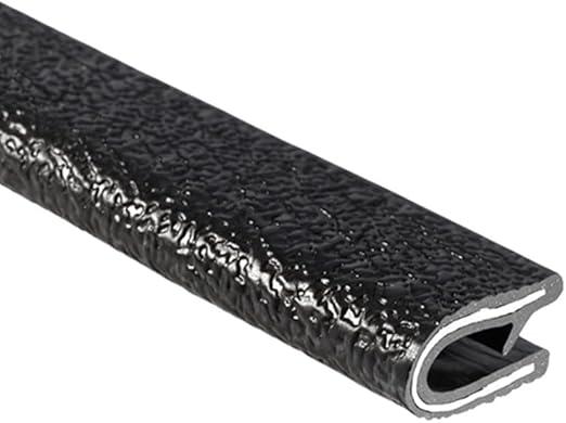 TRIM-LOK Edge Trim - Fits 1/8" Edge, 7/16” Leg Length, 250’ Length - Dual Gripping Fingers - Black, Pebble Texture - Flexible PVC Edge Protector