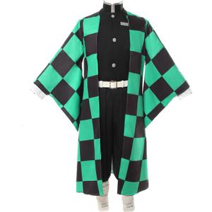 CR ROLECOS Tanjirou Zenitsu Giyuu Cosplay Costume Anime Cosplay Kimono Outfit (X-Large, Green)