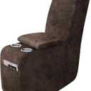 Leather Look Recliner Console Cover for Recliner Couch, Stretch Middle Console Slipcovers for Reclining Sofa and Loveseat, Washable Furniture Protector for Pets (1 Console Cover, Brown)