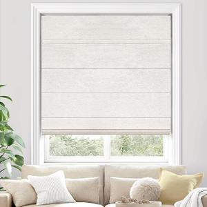UNISHADES Light Filtering Cordless Roman Shades for Indoor Windows & French Doors, 35 3/4" W 60" H - Room Darkening - Beige