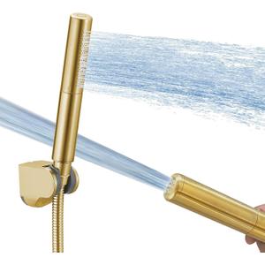 Homipro Brushed Gold Brass 2 In 1 Function High Flow Handheld Shower Head Set High Pressure 7 Inch Brushed Finish Shower Head Sprayer Hand Shower Wand with 59 Inch Hose, Bracket