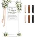 WEDORA Wedding Welcome Sign Stand, 79" Extra-Tall Height - White Metal Sign Holder with 6 Leather Straps, Easel Stand for Seating Charts & Event Dcor