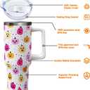 Halloween Pumpkin 40 oz Tumbler with Lid Handle and Straw Spooky Pumpkins Stainless Steel Double Walled Insulated Cups Halloween Travel Mug Gifts for Men and Women (1PC)