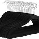 Slim Velvet Non-Slip Space Saving Suit Clothes Hangers, Closet Organizer, Black, 50-Pack