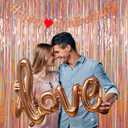 Photo Backdrop for Mothers Day Decorations, Melsan Rose Gold Tinsel Backdrop 2 Pack, Sparkle Foil Fringe Curtains for Rose Gold Birthday Decorations, 3.2 ft x 8.2 ft