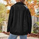 AUTOMET Women's Oversized Faux Leather Jacket - Fall Motorcycle Style Coat with Zipper Closure (Black, M)