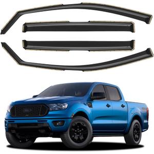 in-Channel Window Visors Rain Guards for 2019-2023 Ford Ranger SuperCrew, Window Vent Wind Deflectors Visors Shades for 19-23 Ranger Crew Cab