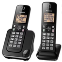 Panasonic Cordless Phone 2 Handsets System Expandable with Amber Backlit Display – KXTGC352B (Black)