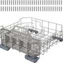 WD28X26099 WD28X34744 Dishwasher Lower Rack & WD28X10128 Silverware Basket Compatible with GE Dishwashers GDF510PSR3SS, GDF510PSD1SS, GDF535PSR0SS, Replace WD28X10346 WD28X22506 WD28X22696 WD28X24396