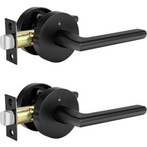 Haidms Black Passage Door Handles, Heavy Duty Matte Black Interior Door Handles Closets, Zinc Alloy Doorhandles Closet Door Lever Hardware(2 Pack)