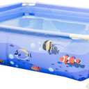 DIMAR GARDEN 4ft x 13in Kiddie Swimming Pool, Square Above Ground Frame Kids Pool for Outdoor Backyard, Blue