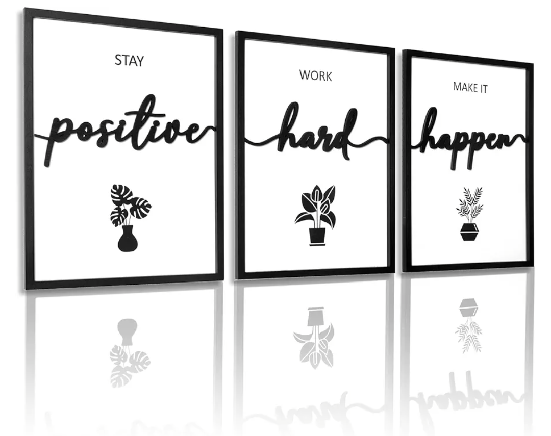 3D Wood Inspirational Wall Art, Framed Motivational Office Wall Decor, Positive Affirmations Wall Decor for Home Office Bedroom Living Room (Ready to Hang, 12x16 Inch, Set of 1, Framed)
