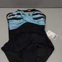 B2prity Women's One Piece Swimsuits Tummy Control Front Cross Bathing Suits Tie Back Slimming V Neck Swimwear (Medium, Black and Green Stripe)