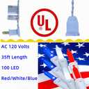 Red White and Blue Christmas Lights, UL Certified and Commercial Grade 100 LED Christmas Decorations String Lights, for Indoor and Outdoor Use.