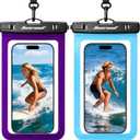 Hiearcool Universal Waterproof Phone Pouch, Dry Bag Compatible for iPhone 17 16 15 14 13 Pro Max XS Plus Samsung Galaxy S22 Cellphone Up to 8.3", IPX8 Water Proof Cell Phone Case for Beach-2Pack (Blue & Purple)
