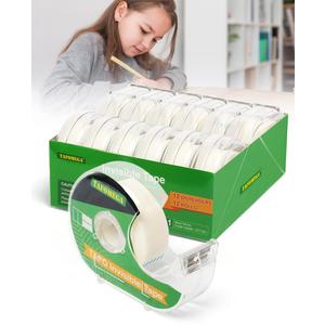 Invisible Clear Tape Bulk Rolls,12 Packs Gift Wrapping Tape for School Office Craft Job with Dispenser Frosted Writable-7/10 X 1000 Inches