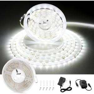 CT CAPETRONIX White LED Strip Light, 49.2 Feet 24 Volt LED Light Strip White, 6000K Daylight Super Bright LED Tape Light for Bedroom, Kitchen, Closet, Cabinet, Mirror, Indoor(Dimmer Included)